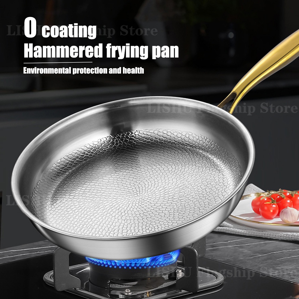 Home Cooking Cookbook - 22/24/26/28/30 センチメートルチタンステンレス鋼フライパンノンスティック中華鍋ホームエッグステーキスキレット誘導ガスストーブキッチン調理器具