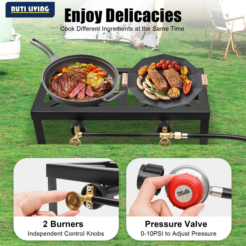 ポータブル1/2バーナー屋外ガスストーブ、プロパンコンロ、調 - Home Cooking Gas のレビューと価格